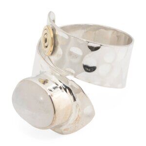 SHIVAM Made In India Sterling Silver Rainbow Moonstone Swirl Ring